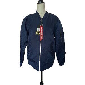 Asstseries Militare Women’s  Bomber Jacket Windbreaker Blue Lightweight Size XL